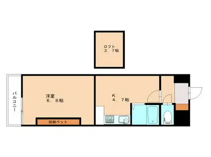 サンシティー則松(1K/6階)の間取り写真