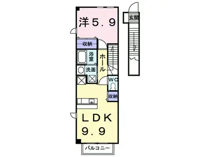 デフィーTJ(1LDK/2階)の間取り写真