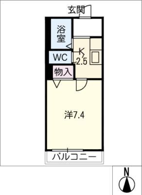 LINPOT高見(1K/2階)の間取り写真