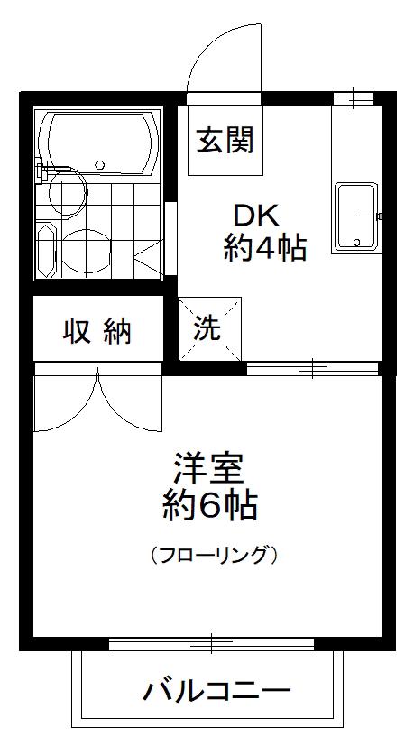 エステートピア八王子(1DK/1階)の間取り写真