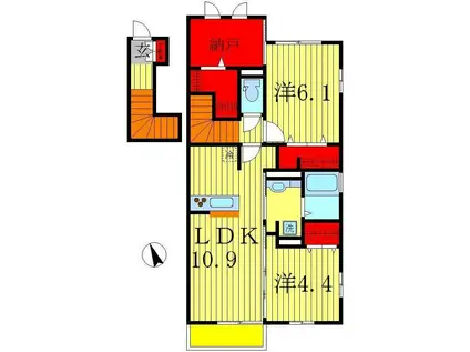 ブリアールI(2LDK/2階)の間取り写真