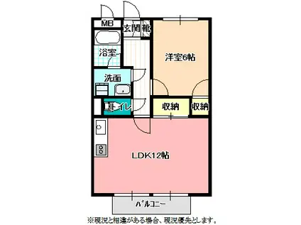 SURPLUS TWOハイツ水城南(1LDK/1階)の間取り写真