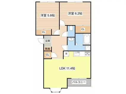 ジョイフルメゾン(2LDK/2階)の間取り写真