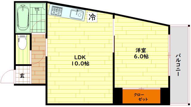 ウスヰマンション(1LDK/2階)の間取り写真