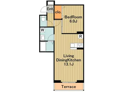 ディールーム松木B(1LDK/2階)の間取り写真