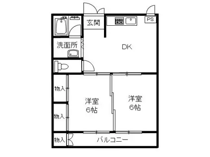 カーザ・セレステ(2DK/1階)の間取り写真