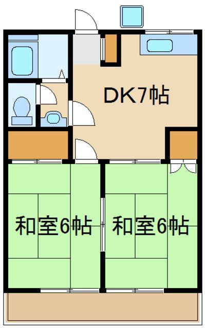 すずらんハイツ(2DK/2階)の間取り写真