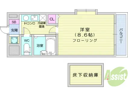 ルーメスト原町(1K/4階)の間取り写真