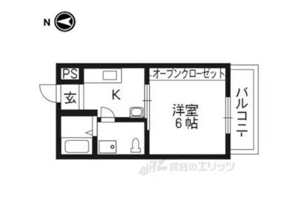 ドミール東洞院(1K/3階)の間取り写真