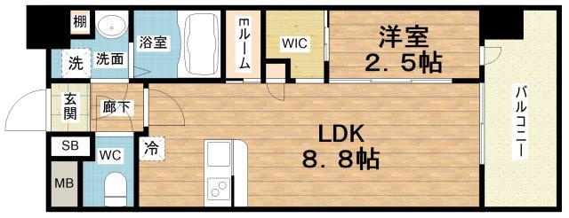 セレニテ難波グランデノール(1LDK/10階)の間取り写真