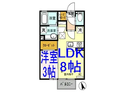 グラントゥール(1LDK/1階)の間取り写真