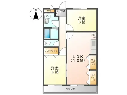 サニーヒルオオツキ(2LDK/3階)の間取り写真