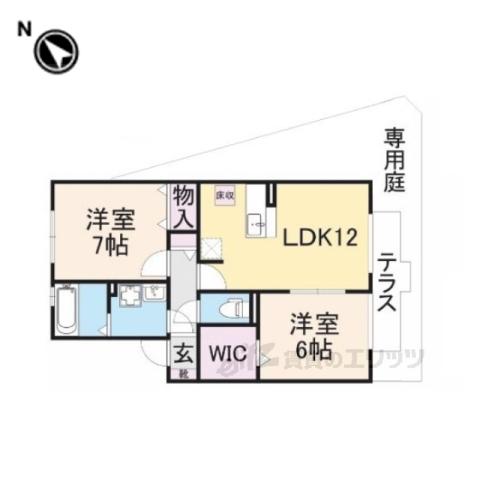 ルミエール南生駒3(2LDK/2階)の間取り写真