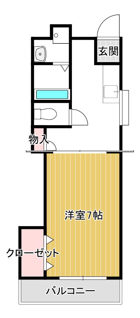 小田原ウェルコート(1DK/5階)の間取り写真