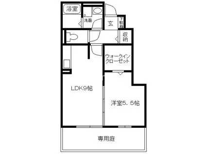 ウエストサイドスクエア(1LDK/1階)の間取り写真