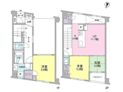 ソアラノーム碑文谷(2SLDK/1階)の間取り写真
