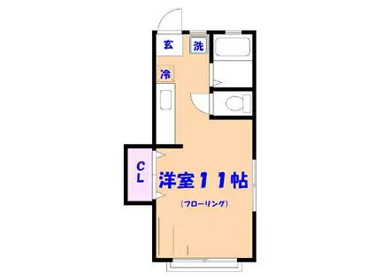 第二コーポ赤谷(ワンルーム/2階)の間取り写真