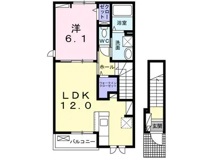 グラン クリュB(1LDK/2階)の間取り写真