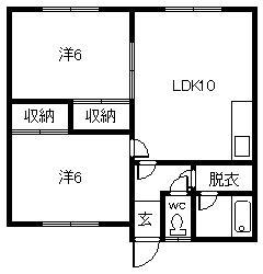 ホワイトコーポ(2LDK/2階)の間取り写真