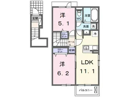 フルール・ド・リス II(2LDK/2階)の間取り写真