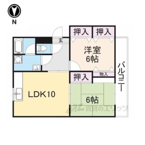 東英ハイツ2番館(2LDK/2階)の間取り写真