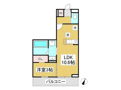 LUMIERE 33(1LDK/3階)の間取り写真