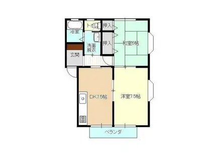 溜屋ハイツIII(2DK/2階)の間取り写真