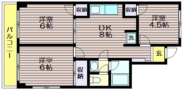 大竹ビル(3DK/4階)の間取り写真