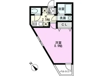 カーサグレーシア松戸(1K/1階)の間取り写真