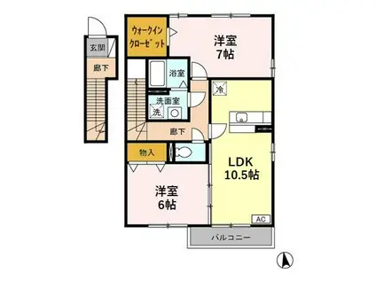 パレロワイヤルA(2LDK/2階)の間取り写真