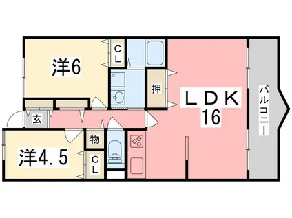 サニーガーデン(2LDK/4階)の間取り写真