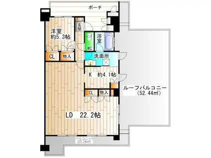 ロイヤルアーク花水都OSAKA(1LDK/13階)の間取り写真