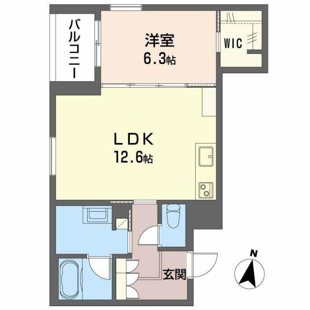 LUANA KAMISUGI(1LDK/2階)の間取り写真