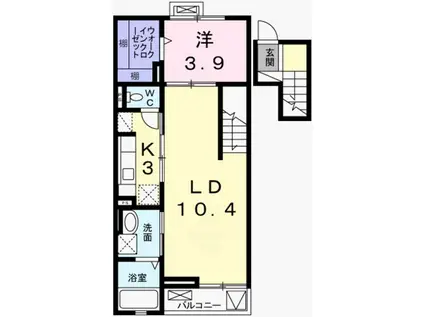 グランアウローラVIII(1LDK/4階)の間取り写真