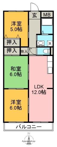ラフィネI(3LDK/4階)の間取り写真
