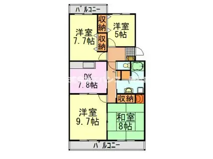 ライトコート斉藤II(4DK/4階)の間取り写真