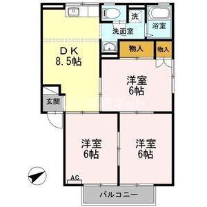 メゾンフレンドA(3DK/2階)の間取り写真