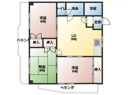 第二メゾンショーホー(3DK/3階)の間取り写真