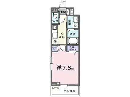 アドヴァン姪浜 E棟(1K/3階)の間取り写真