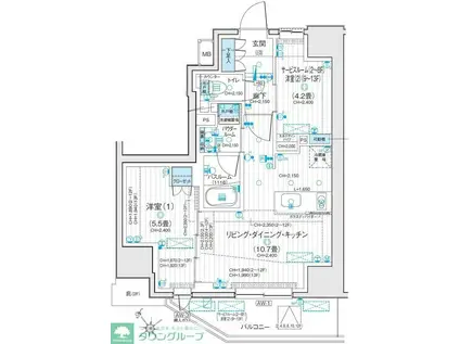 デュオステージ藤沢(2LDK/8階)の間取り写真