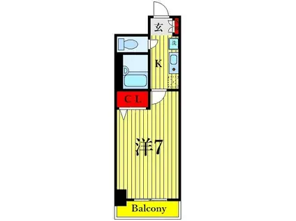 レジディア浦安II(1K/1階)の間取り写真