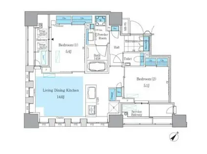 パークアクシス月島マチュアスタイル(2LDK/4階)の間取り写真