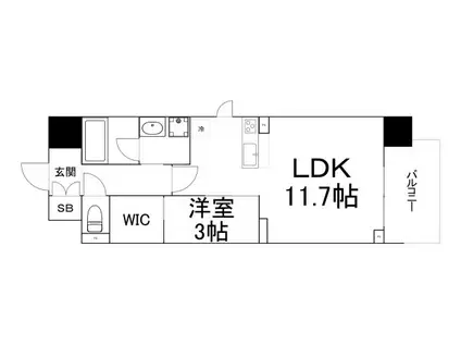 セレニテフラン谷町四丁目(1LDK/10階)の間取り写真
