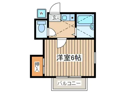 ドミール華(1K/2階)の間取り写真