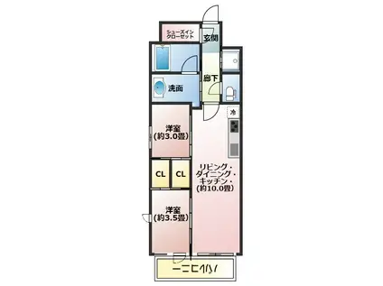 リビオメゾン新大阪(2LDK/2階)の間取り写真