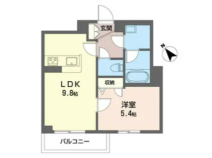 セレナヴィラ由比ガ浜(1LDK/1階)の間取り写真