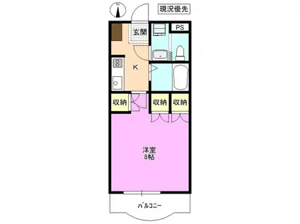 クロワール白板(1K/3階)の間取り写真