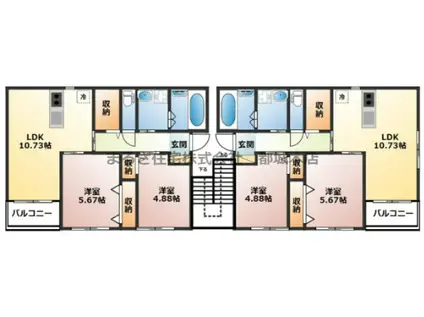 仮称「三股蓼池マンション」(2LDK/1階)の間取り写真