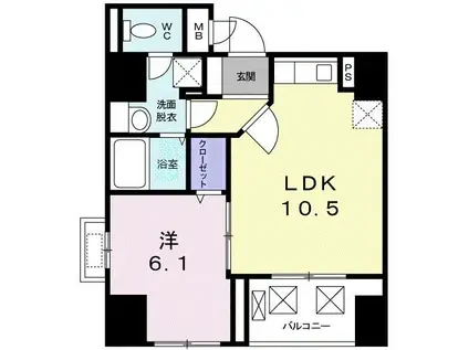 グランドルチェ白山(1LDK/2階)の間取り写真