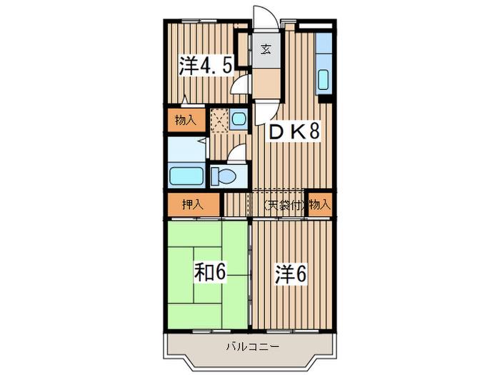グレイス希望ヶ丘(3DK/2階)の間取り写真